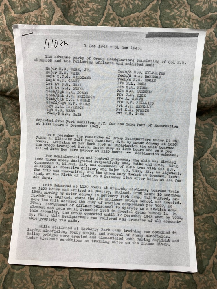 WWII After Action Reports Engineers 1944 - Lot