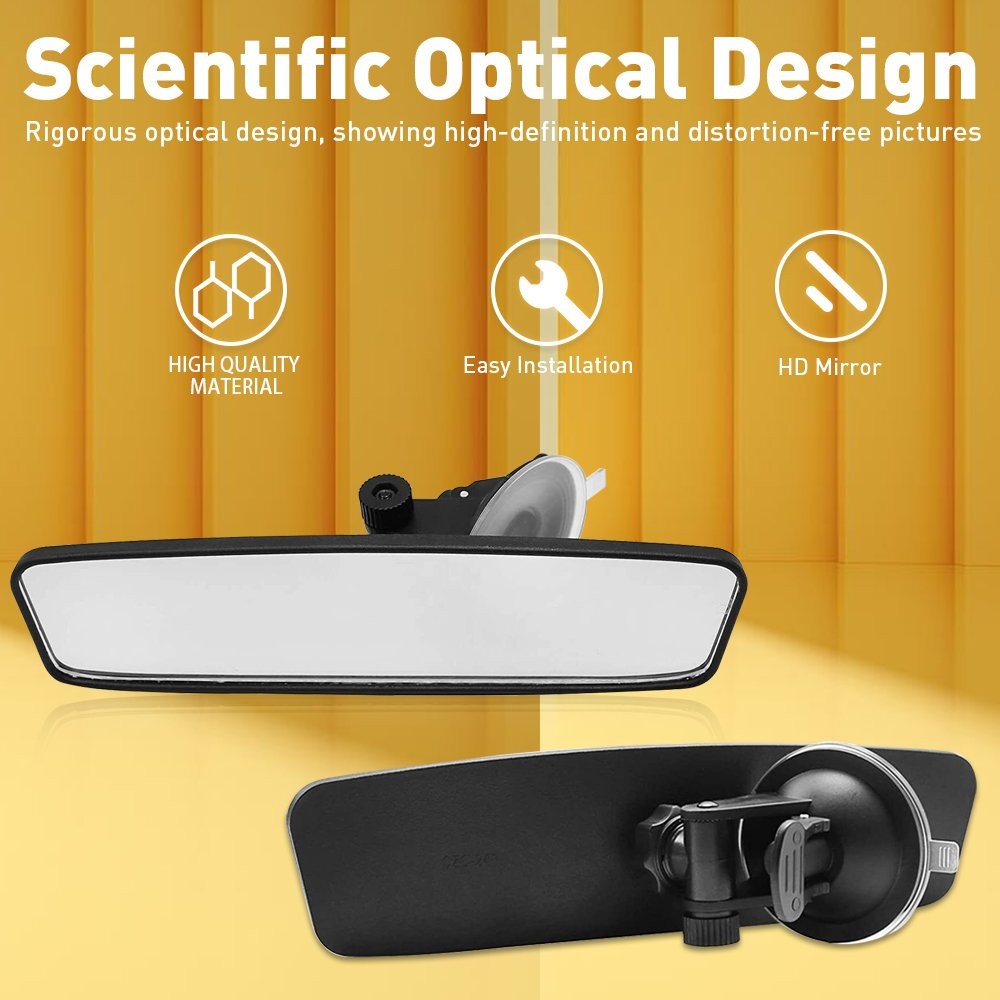 Universal Car Interior Rear View Mirror Wide Flat Suction Cup Angle Adjustable