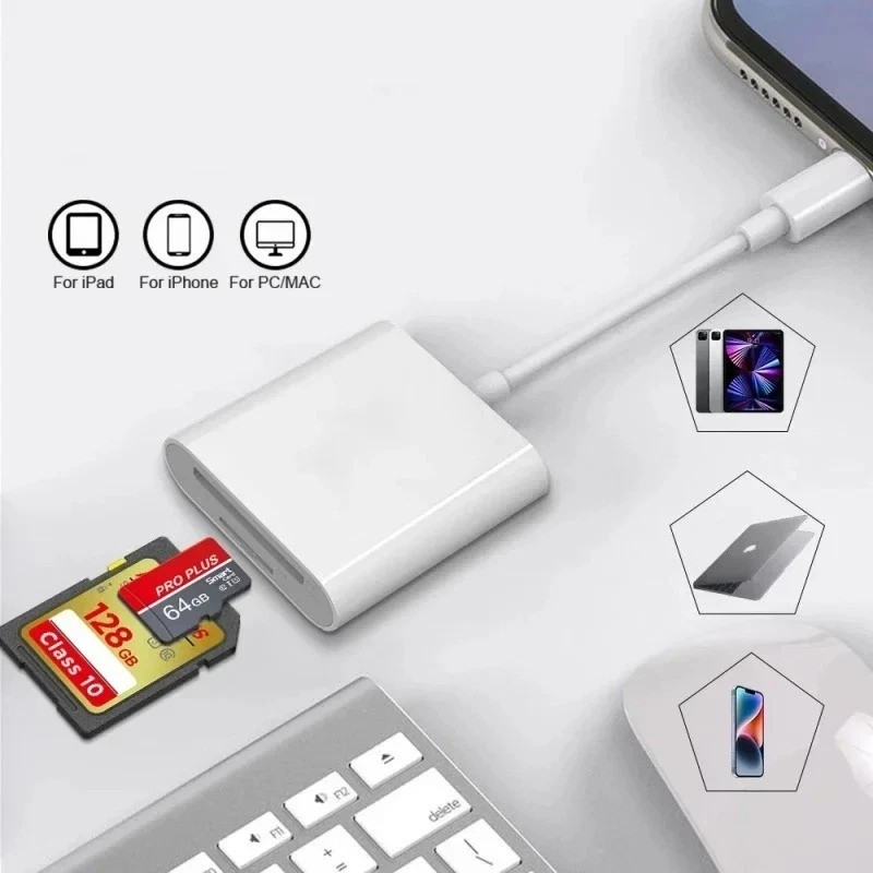 Lightning to SD Card Reader Adapter Camera Memory Card Reader for iPhone iPad