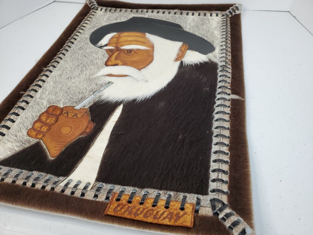 Genuine Ox Hide Artwork Crafts Leather Uruguay Vintage