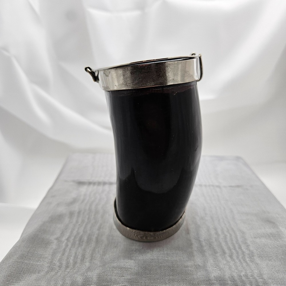 Silver Plate & Natural Horn Container Handcrafted / Hand Made