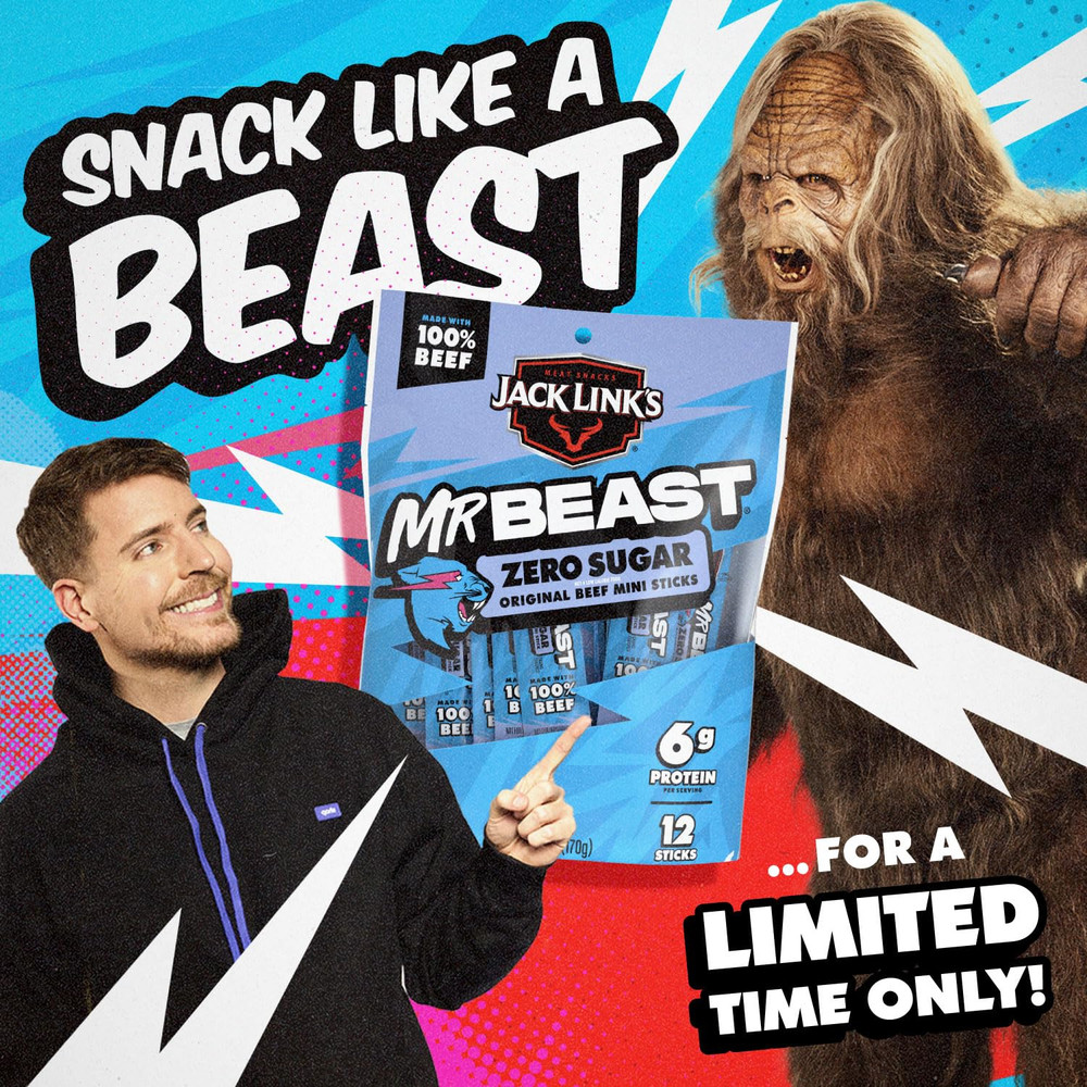 Jack Link’S X Mrbeast Beef Sticks, Zero Sugar Mini Beef Sticks, as Seen on Beast