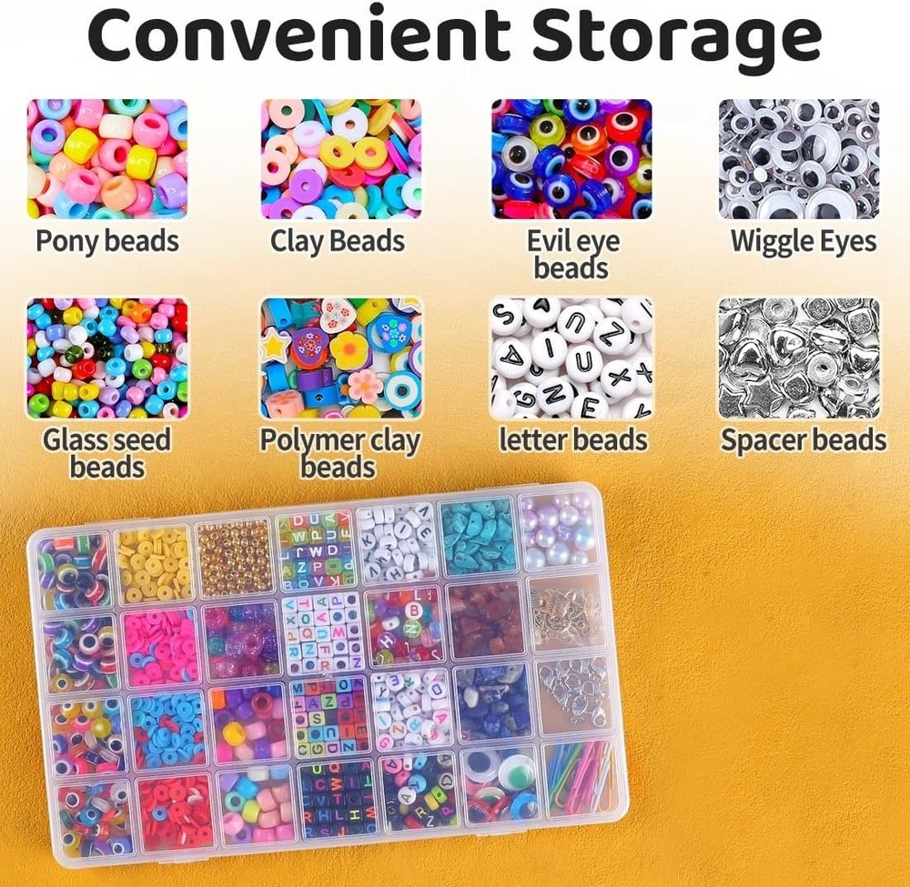 Compact 28 Grid Acrylic Bead Organizer Box - Transparent Craft Storage Solution