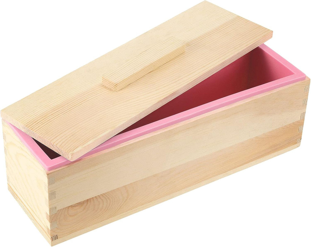 3 Pack 42oz Rectangular Flexible Silicone Soap Loaf Mold with Wooden Box