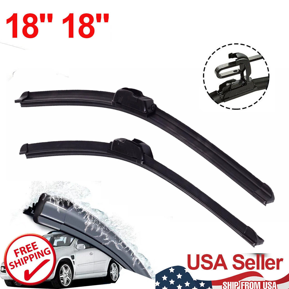 18" & 18" INCH Windshield Wiper Blades Bracketless J-HOOK OEM QUALITY Car Front