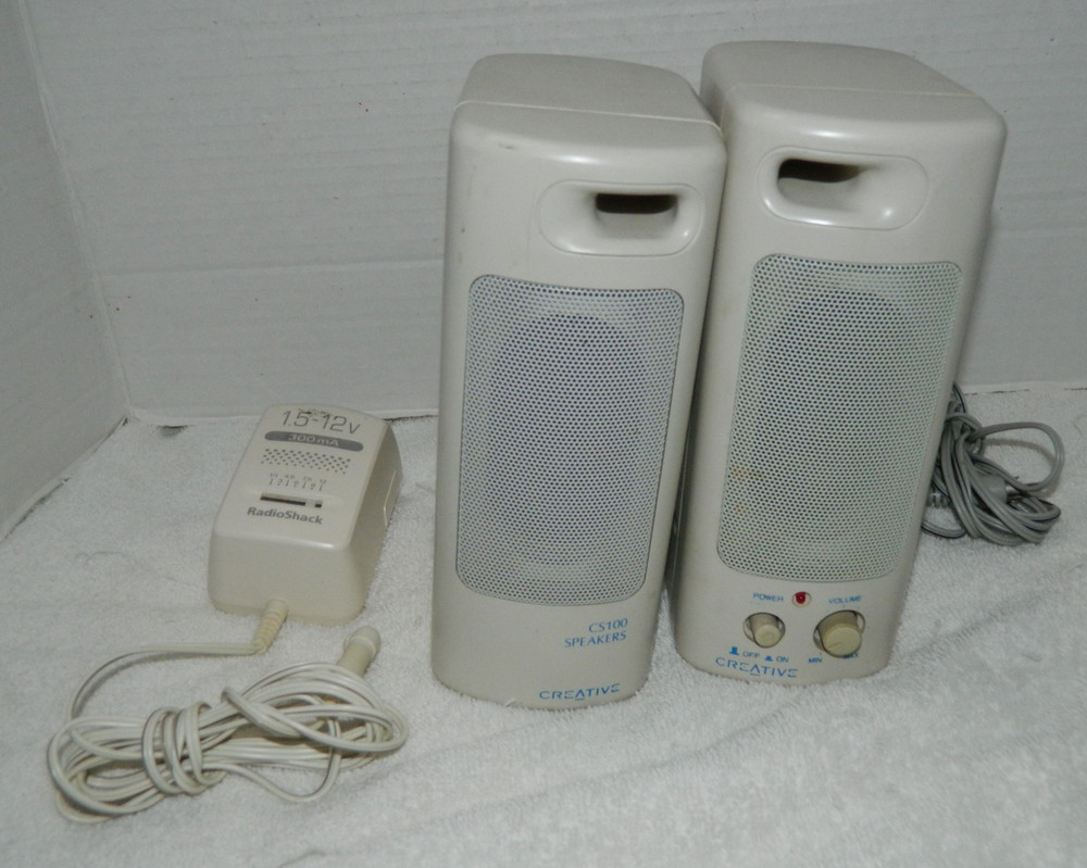 Creative Labs CS100 Speakers w/ Radio Shack Adapter + Aux Cable