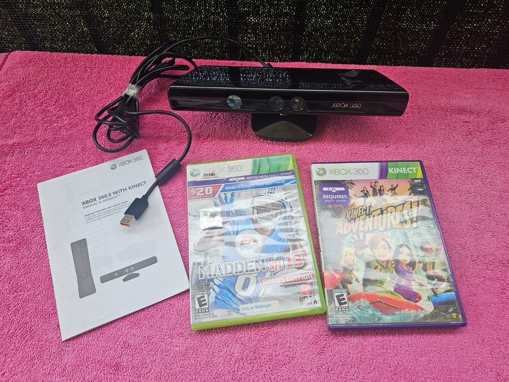 Microsoft Xbox 360 Kinect Sensor Bar With Madden NFL 13 & Kinect Adventures