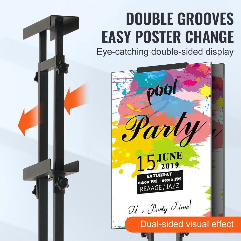 Shock-Absorbent Base Poster Stand Adjustable 75in Double-Sided Function