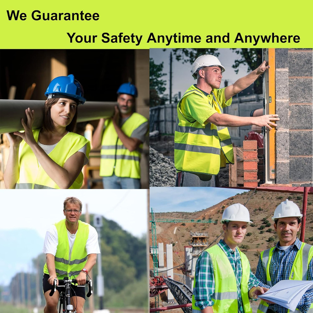 Blue Safety Vests 10 Pack - Reflective High Visibility Construction ANSI Class 2