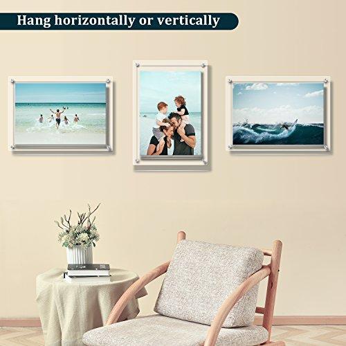 AMEITECH Acrylic Floating Picture Frame, 11x14 Double Panel Clear Wall Mount