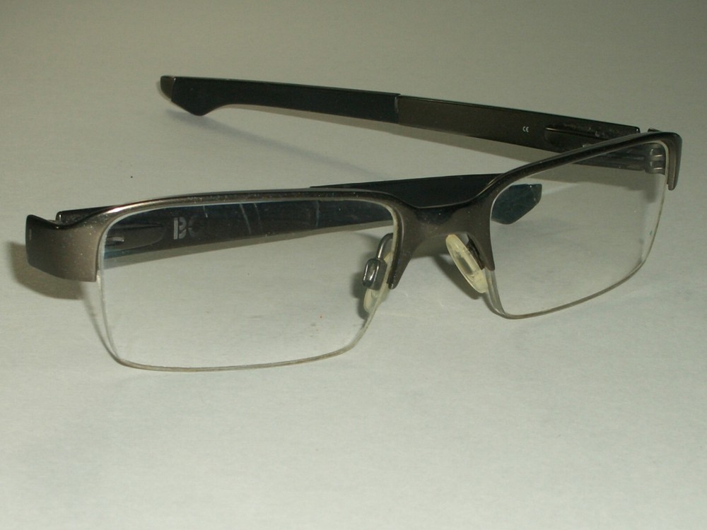 OAKLEY BOOMSTAND 52[]19 PEWTER HALF RIMLESS RECTANGULAR EYEGLASS FRAMES ONLY