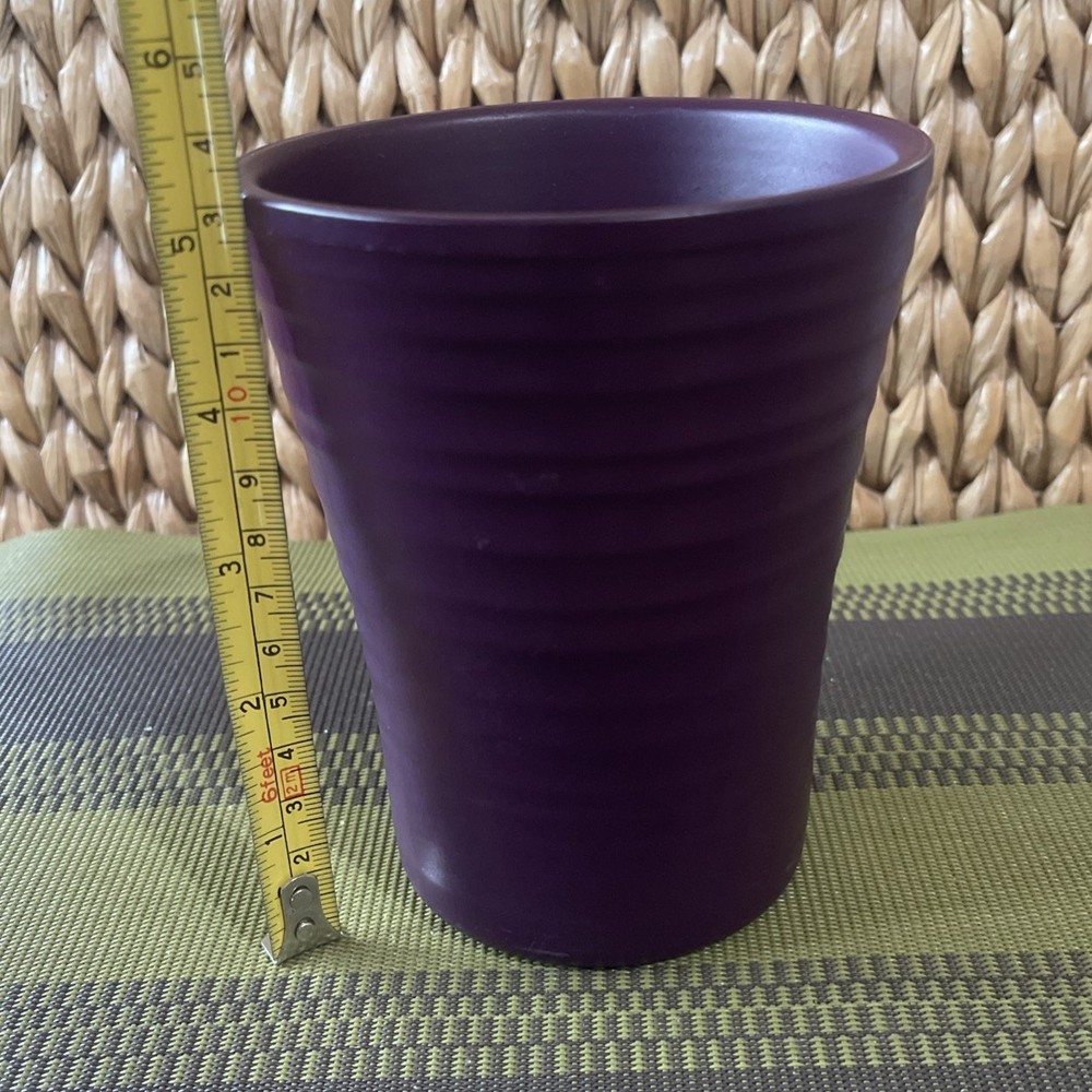 VTG NEW Pottery Ringware Planter Germany 5” Matte dark Purple Ceramic Studio MCM