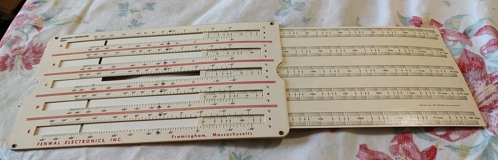 Fenwal Electronics Thermistor Data & Curve Computer Slide Rule Vintage