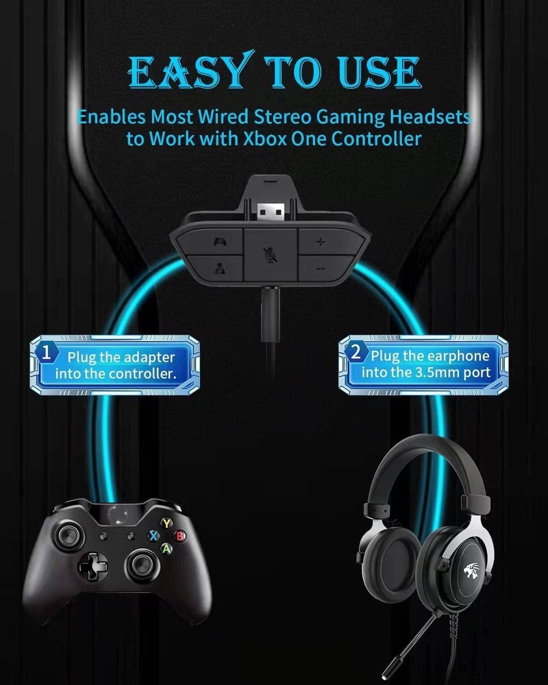 Headset Adapter for Xbox Controller, Mic One/One black