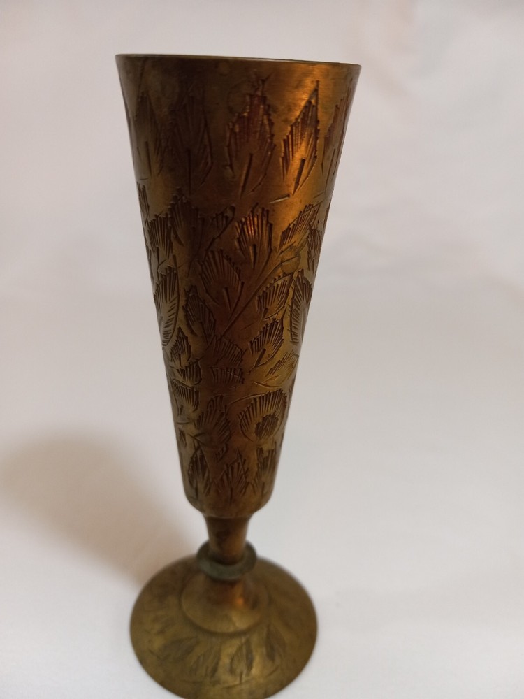 Bud Vase Mini Brass Rustic Vintage Leaves