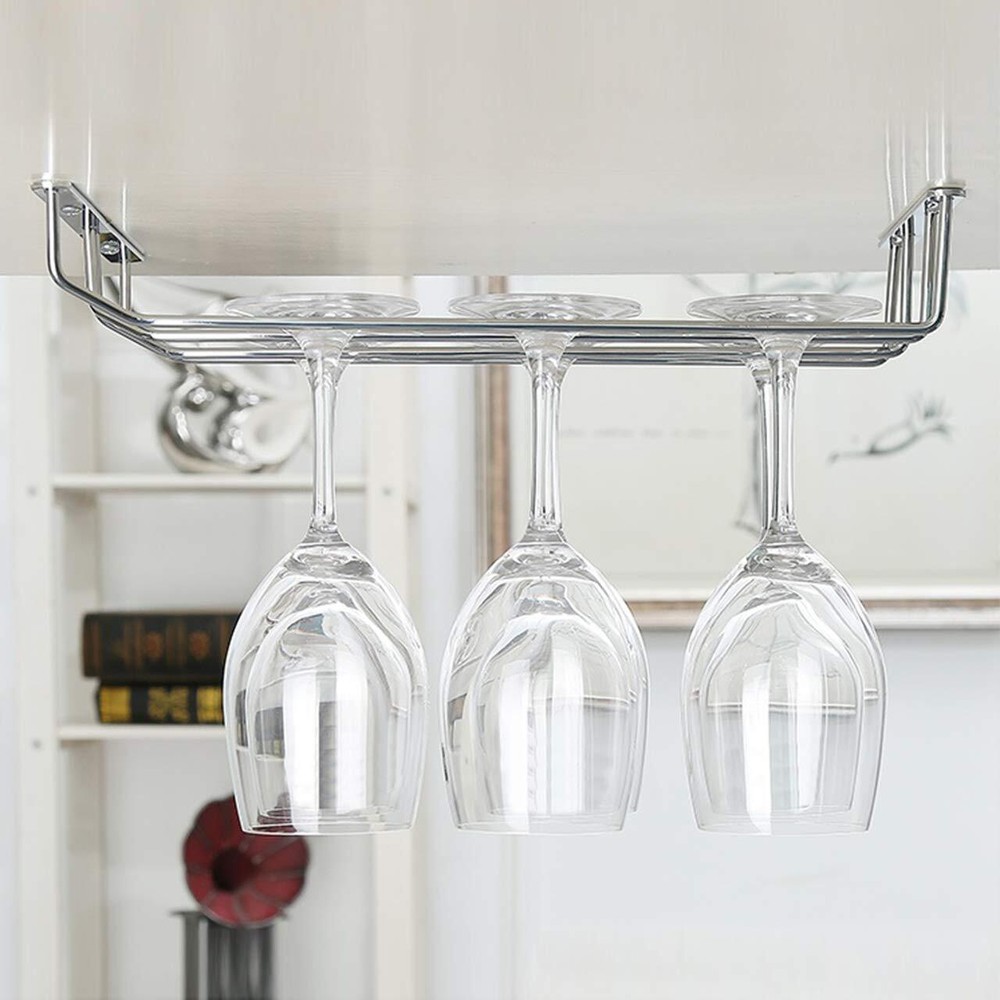 2 Pack 12 In Long Wine Glass Rack Wire Stemware Hanging Rack for Under Cabinet
