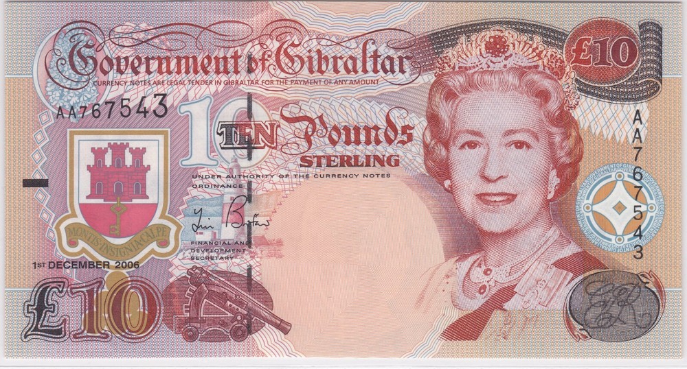 Gibraltar 10 Pounds 2006 UNC