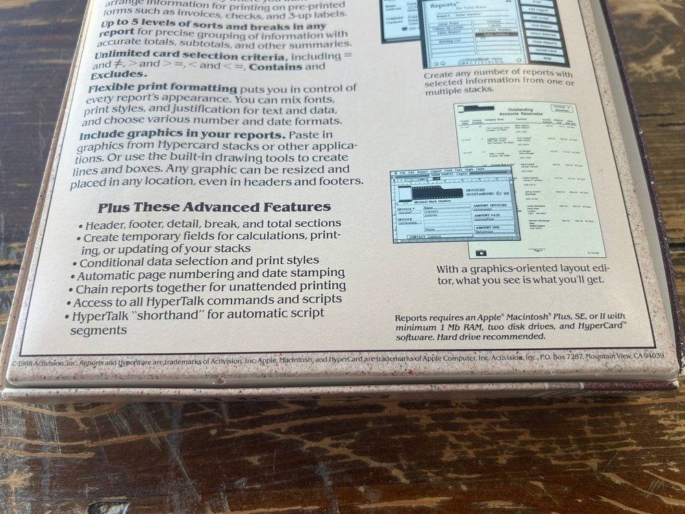 Reports 1.2 HyperCard Report Generator Macintosh Software Boxed