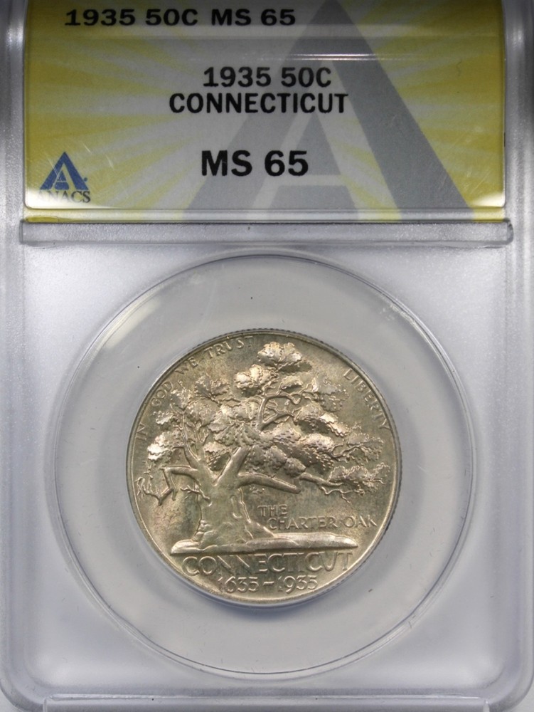 1935 Connecticut Commemorative Half Dollar ANACS MS65