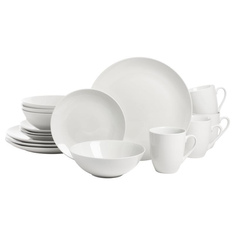 Ceramic 16-Piece Dinnerware Set Coupe Design Microwave Safe Plates Bowls Mugs US