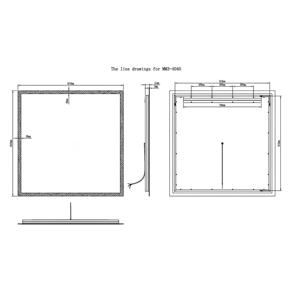 ZEPHYRA LED LIGHTED BATHROOM VANITY RECTANGLE MIRROR - 40 x 40