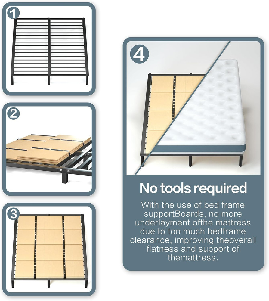 Foldable Box Spring, Bunkie Board, Bed Support Slats Twin 30"X 60"X 0.18" ﻿