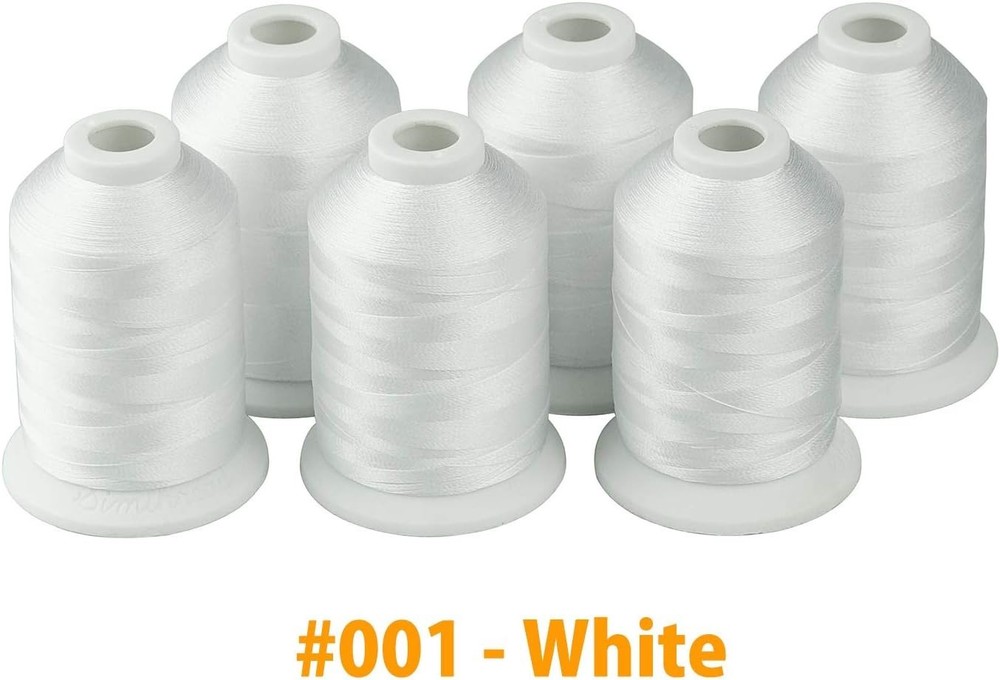 Durable White Polyester Embroidery Thread 6 Spools 1000M Perfect for Beginners