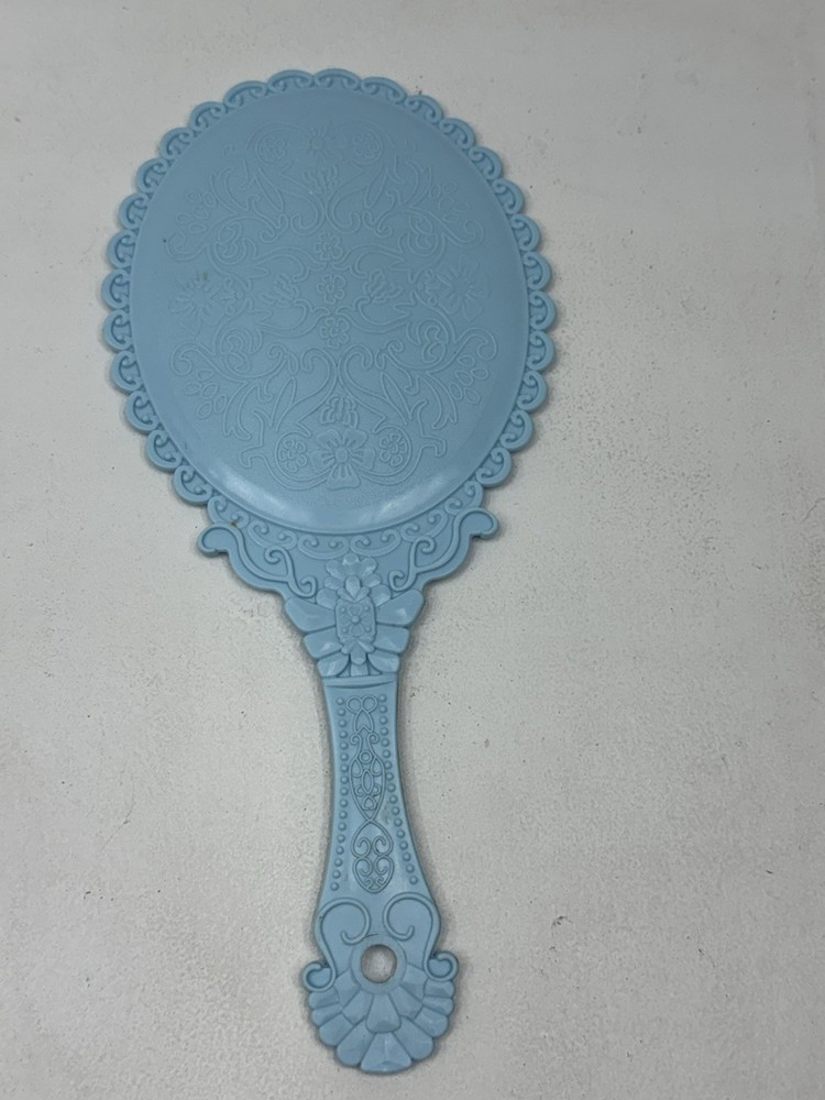 Fancy Floral Blue Handheld Mirror