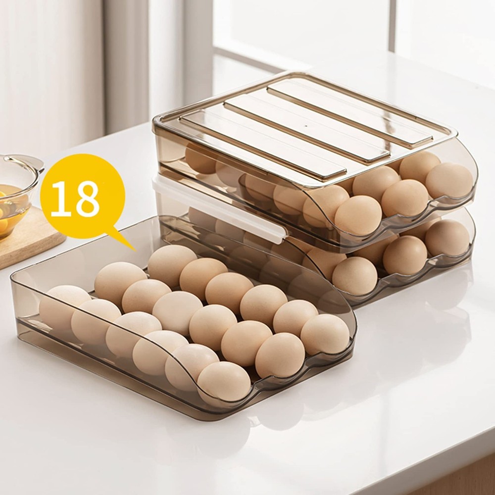 54 Grid Capacity Egg Holder for Refrigerator, Automatic Rolling Egg Storage R...