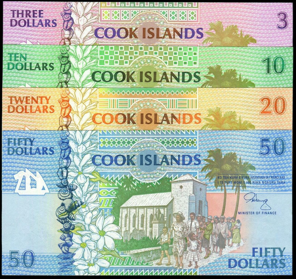 Cook Islands - $3 $10 $20 $50 Note Set - First Prefix - Serial #48 - Uncircul...