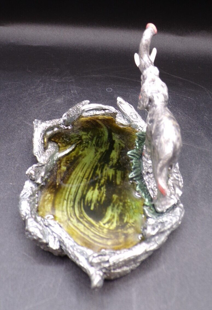 Metal and enamel elephant trinket dish
