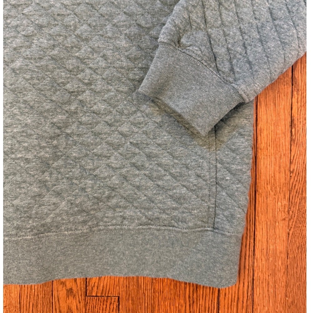 LL Bean Mens Quilted Sweatshirt Snap Pullover Green M Tall 505230