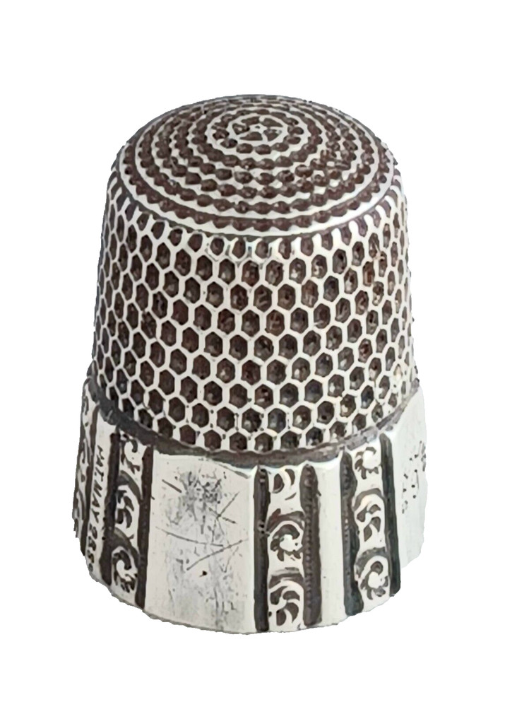 Decorated Sterling Thimble Mono Christie Size 9