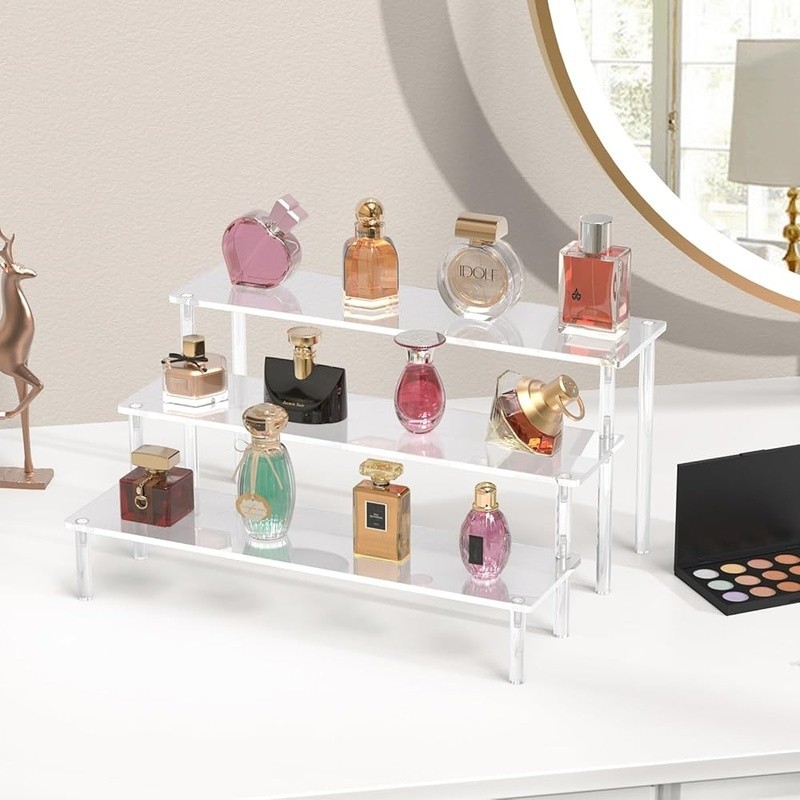 Acrylic Display Riser Stand Multi Functional Organizer Durable Clear Shelf New
