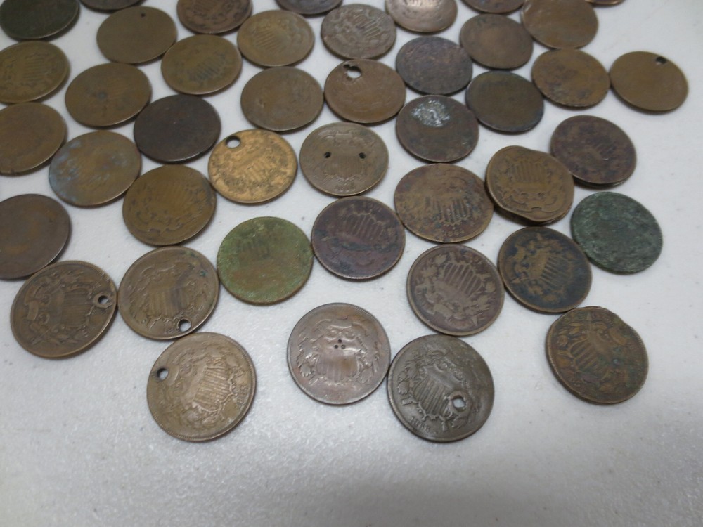 (79) Assorted Dates Two Cent Pieces (AG / Damaged)