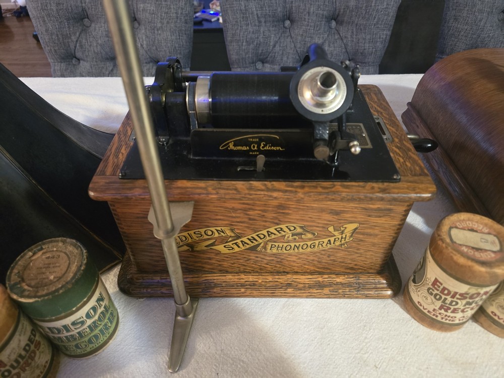 Edison Standard Phonograph w/ Horn + Extras