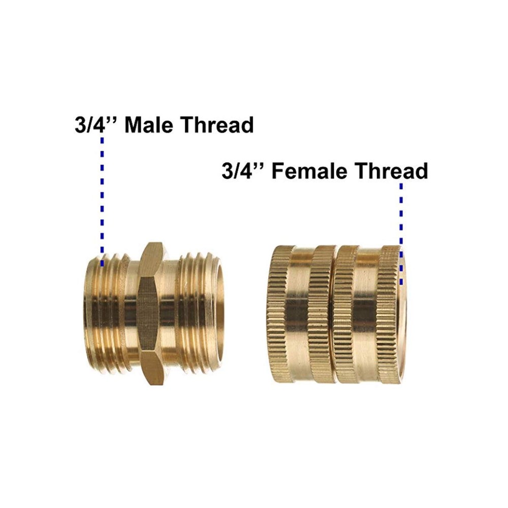 Hourleey Garden Hose Adapter, 3/4 Inch Solid Brass 2 Sets,