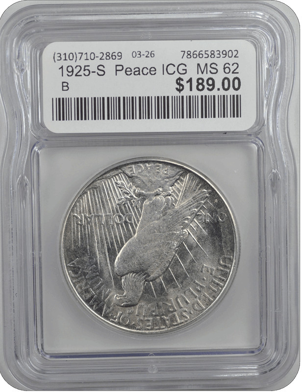 1925-S Peace ICG MS 62