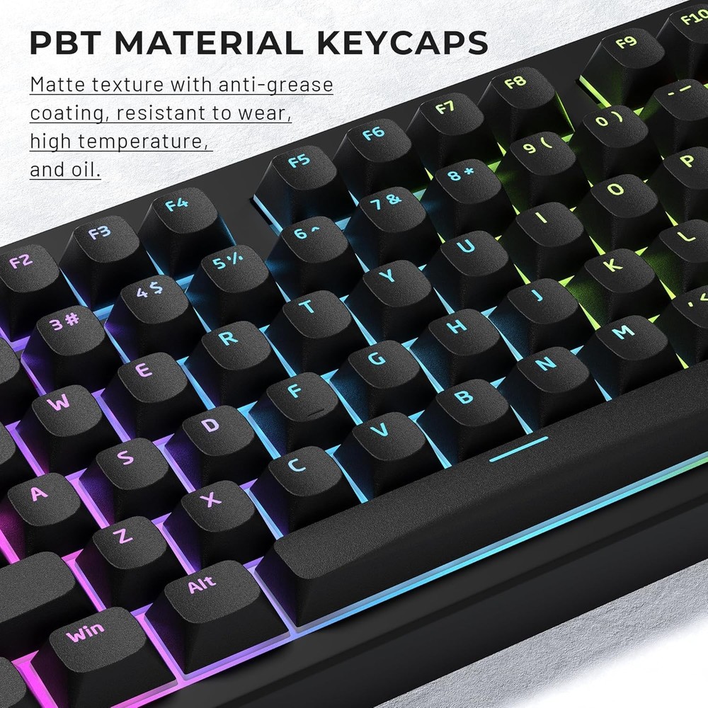 XVX Shine Through Keycaps, Black Semi Translucent Keycap Set, Double