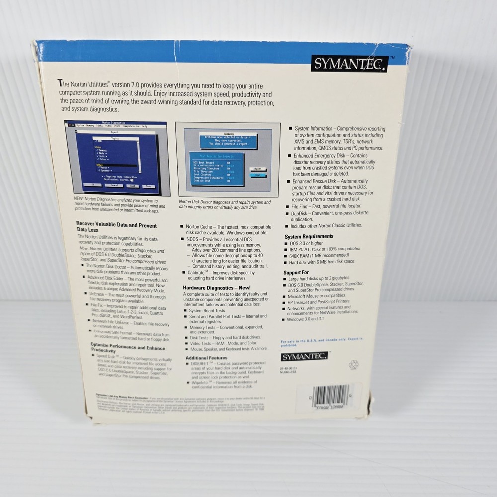 The Norton Utilities New Version 7.0 1993 Symantec
