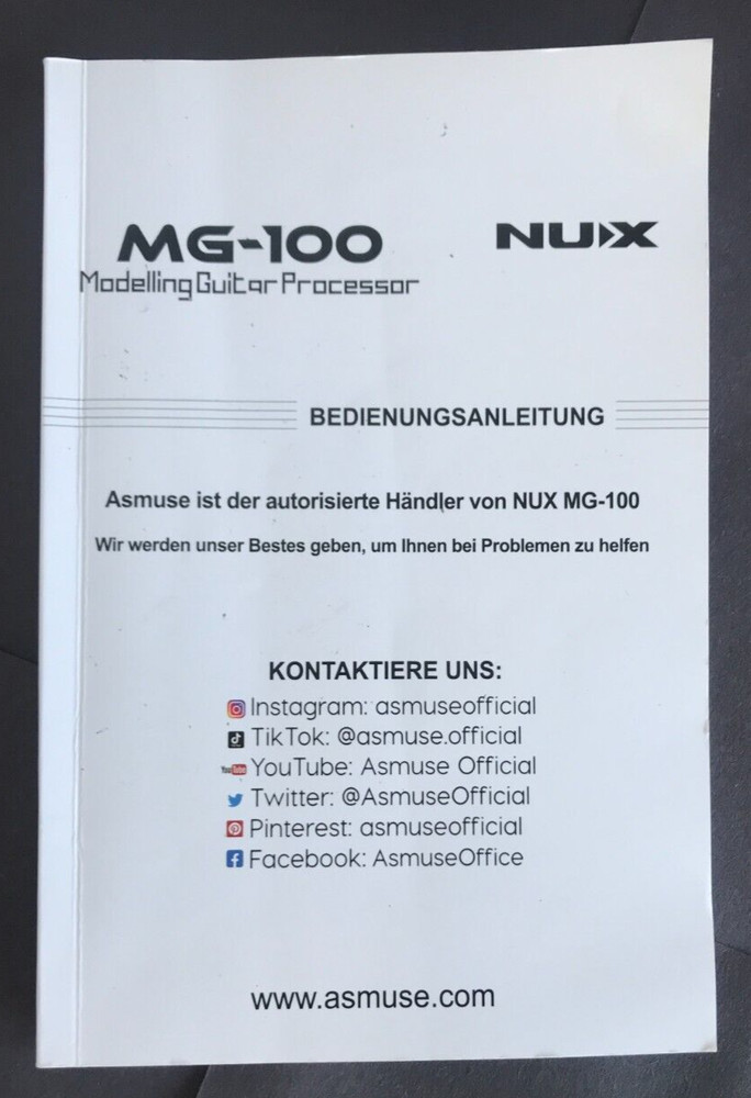 NUX MG-100 Manual for Modeling Guitar Processor - Manual Only