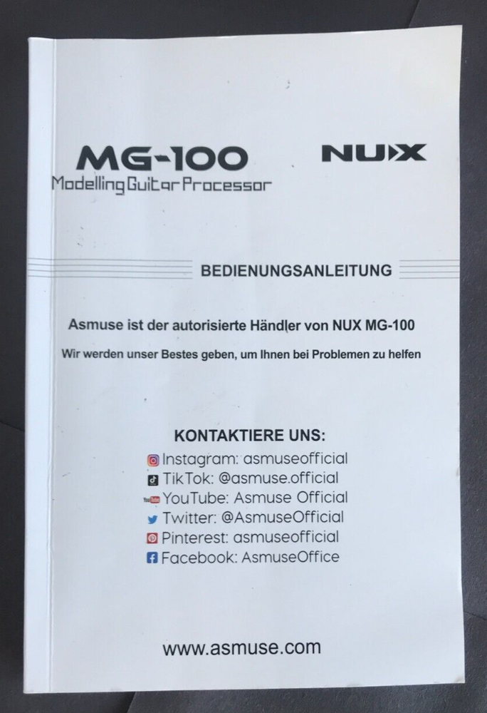NUX MG-100 Manual for Modeling Guitar Processor - Manual Only