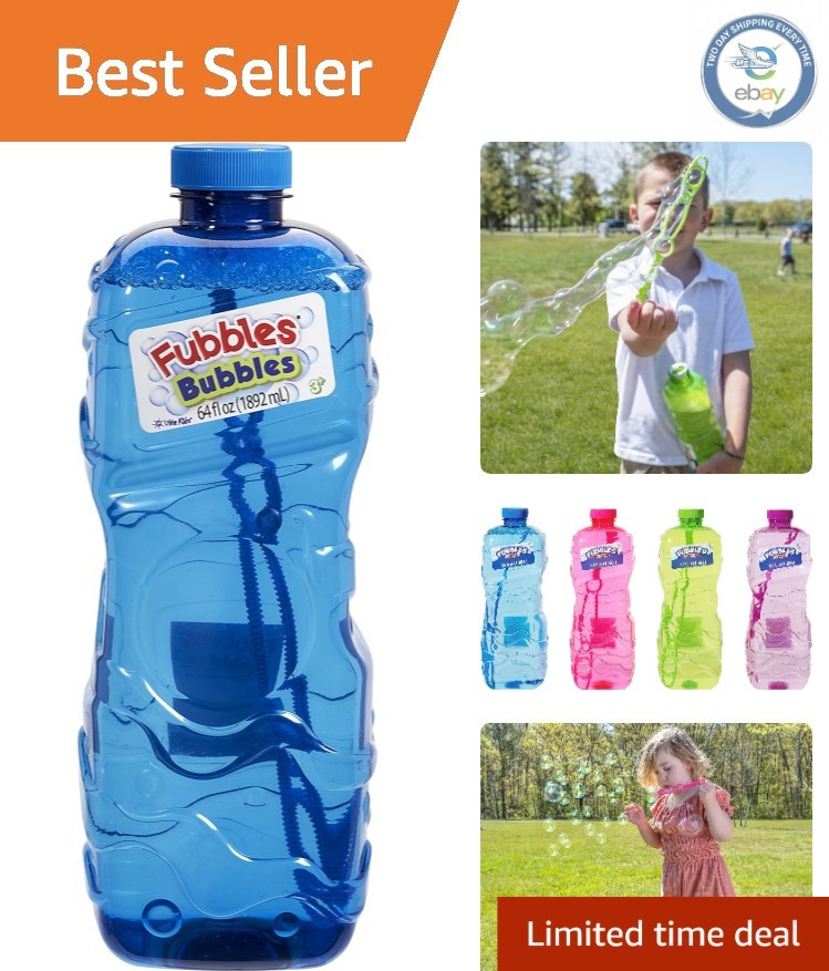 Fubbles 64oz Non-Toxic Bubble Solution - Safe Refill for Bubble Toys & Machines