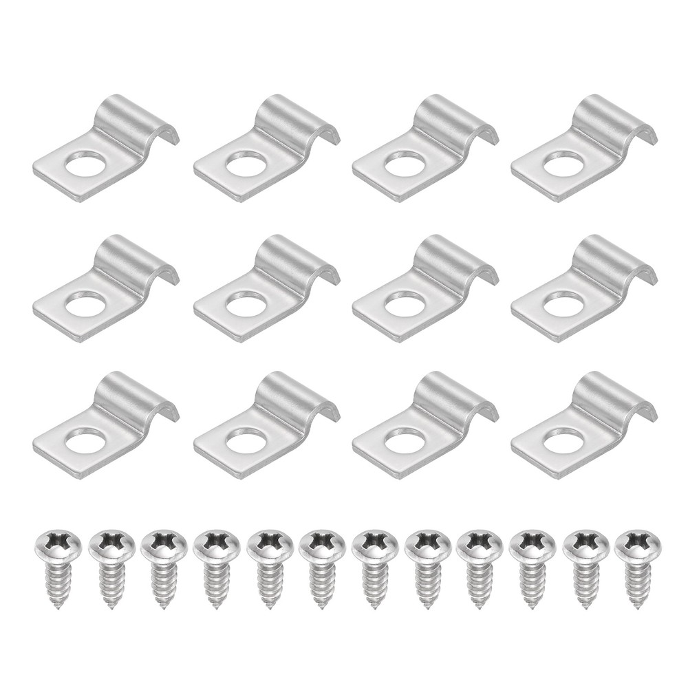 12Pcs 4mm(3/16") One Hole Rigid Pipe Strap with Screws, Silver
