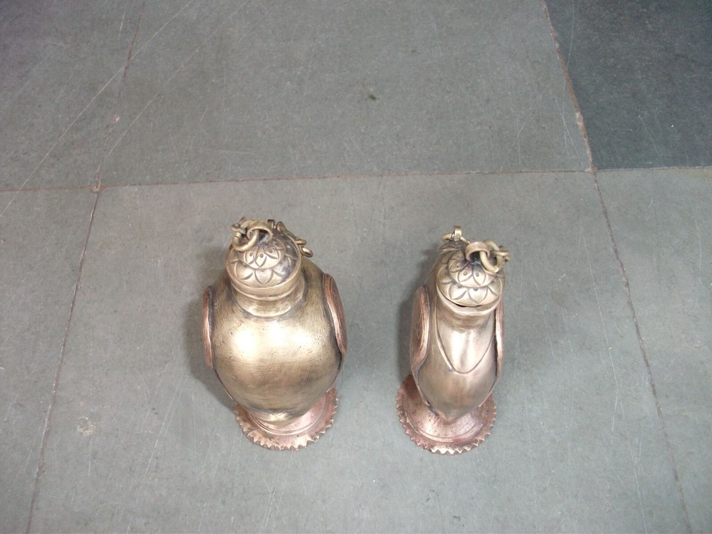 2 Pc Vintage Brass Mango Shape Handcrafted Copper Fitted Flower Bottles