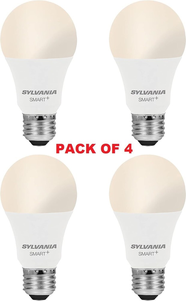 Sylvania Smart+ Light Bulb Dimmable Soft White A19 9W 800 Lumen 2700K 4 Pack New