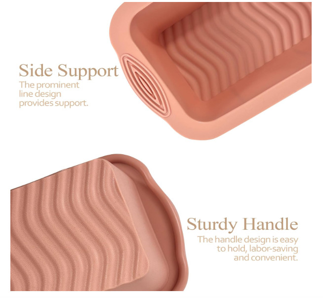 2PCS Silicone Bread Loaf Pan Non-Stick Rectangular Baking Mold for Cake Bread