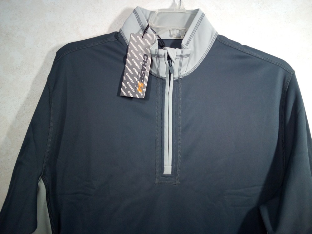 Chase 54 Pullover Men XL Gray Mock Neck 1/4 Zip Long Sleeve