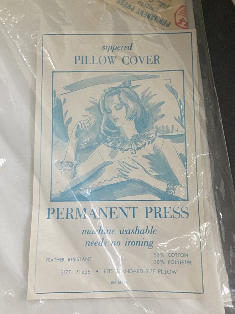 One Vintage Zippered Pillow Cover Protector Standard Pillow