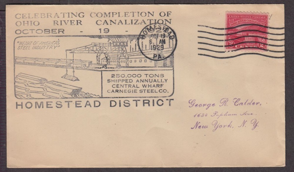 1929 Ohio River Canalization Sc 681-3 rubber stamp cachet FDC